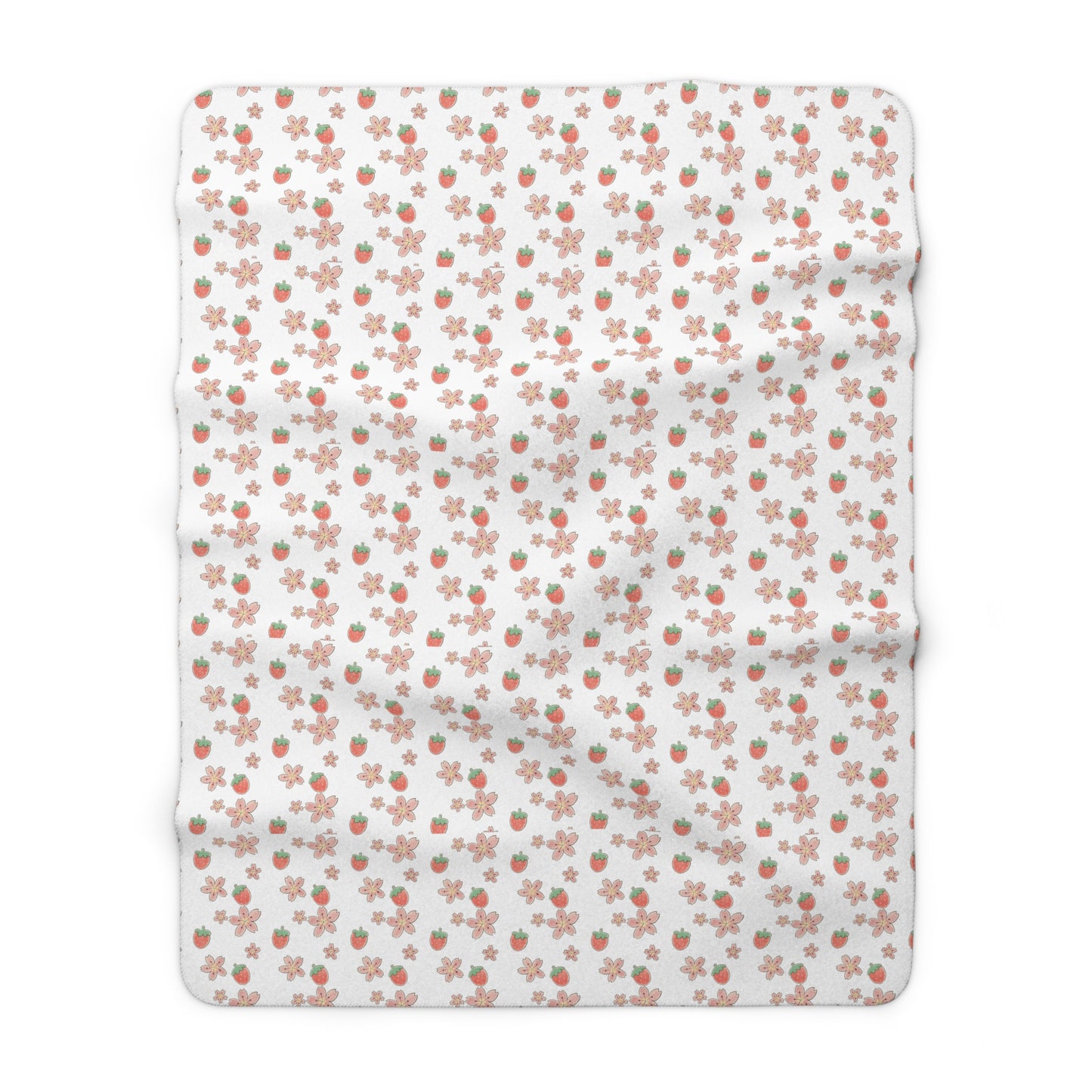 Strawberry Patterned Fleece Throw Blanket