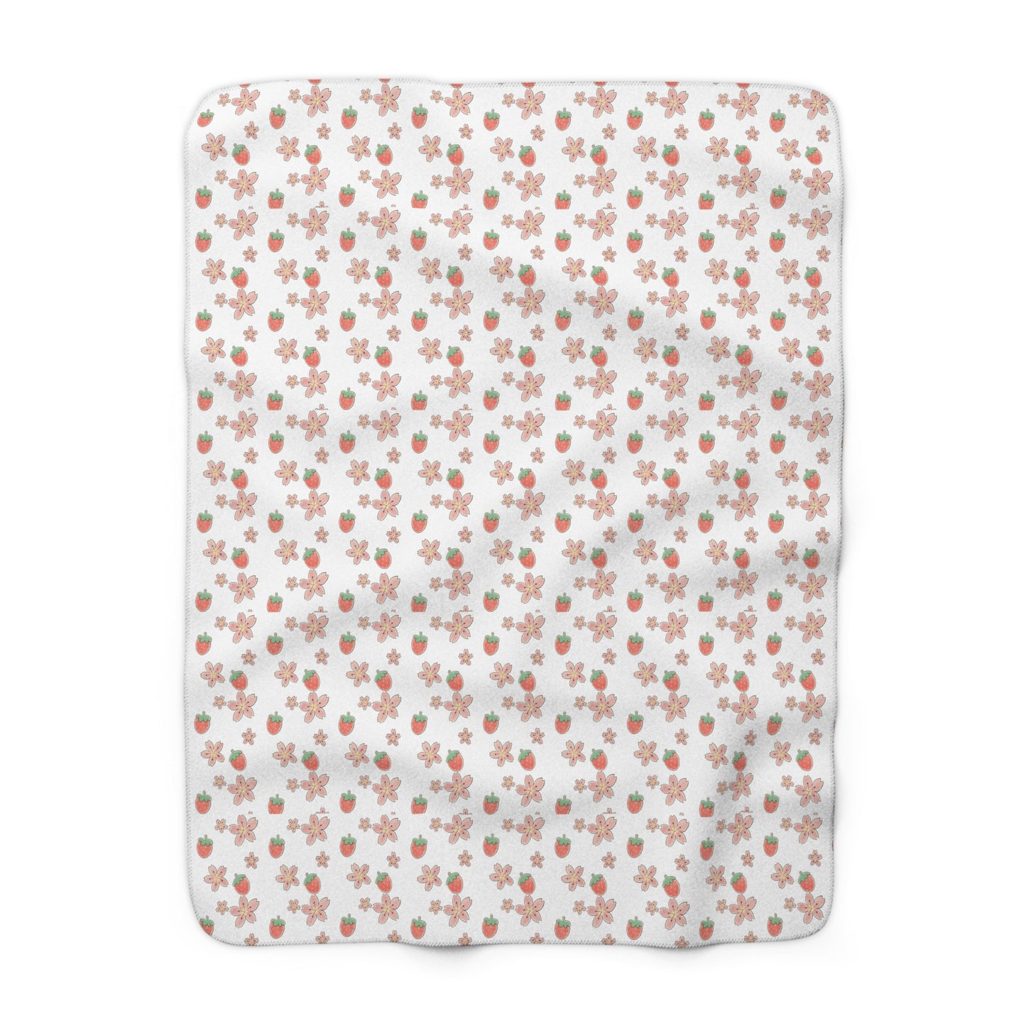 Strawberry Patterned Fleece Throw Blanket