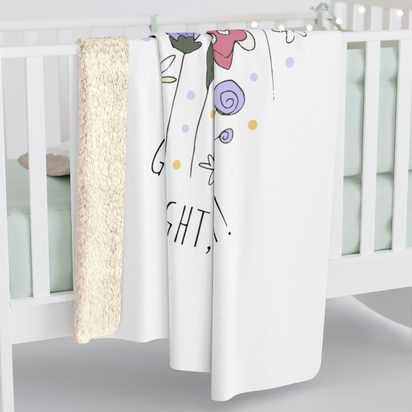 Good Night, Sleep Tight! Purple Flowers Fleece Throw Blanket