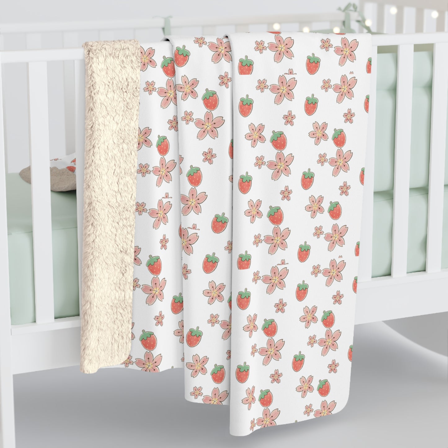 Strawberry Patterned Fleece Throw Blanket