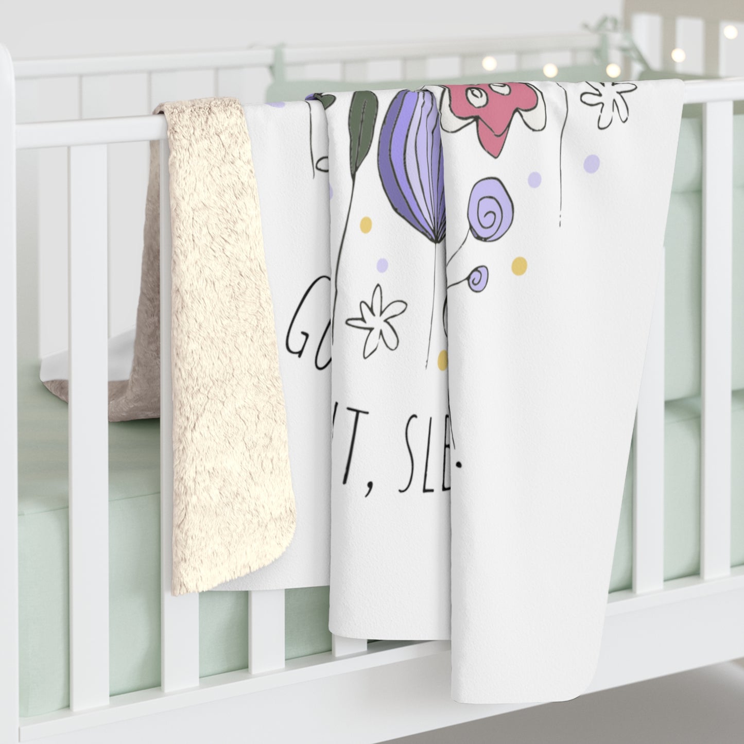 Good Night, Sleep Tight! Purple Flowers Fleece Throw Blanket
