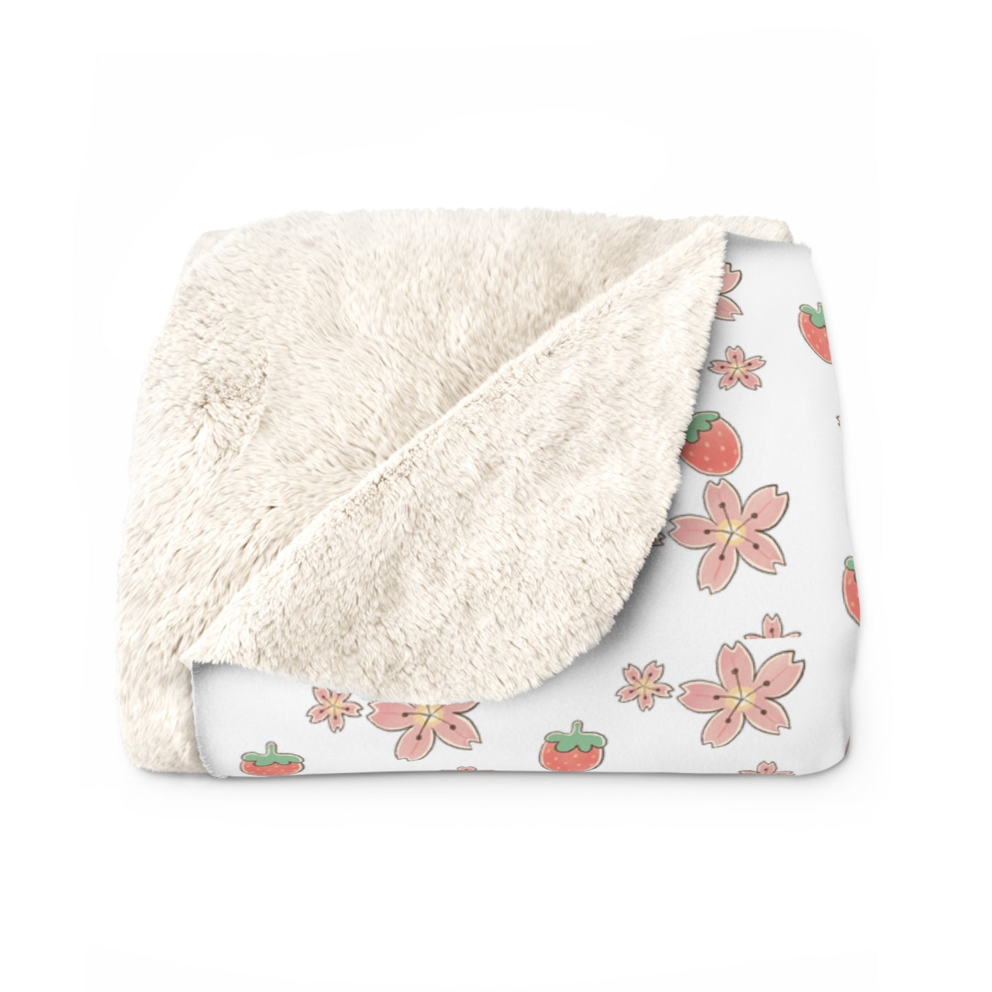 Strawberry Patterned Fleece Throw Blanket