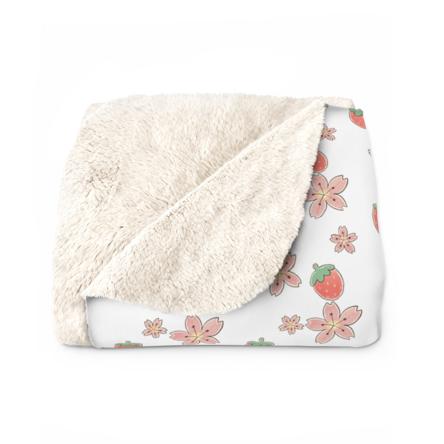 Strawberry Patterned Fleece Throw Blanket