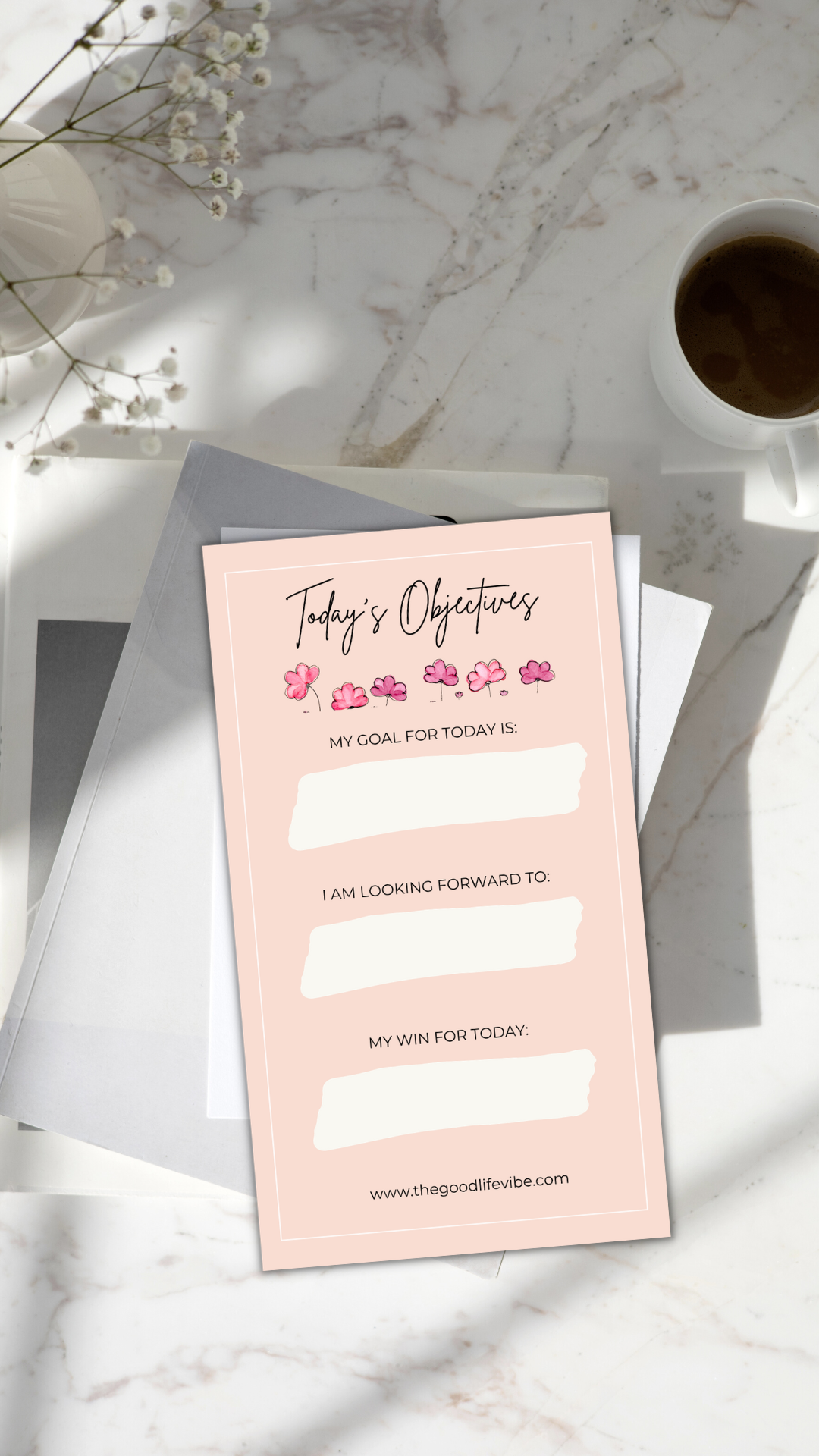 Today's Objective Daily Tracker Sheet - Digital Download Printable