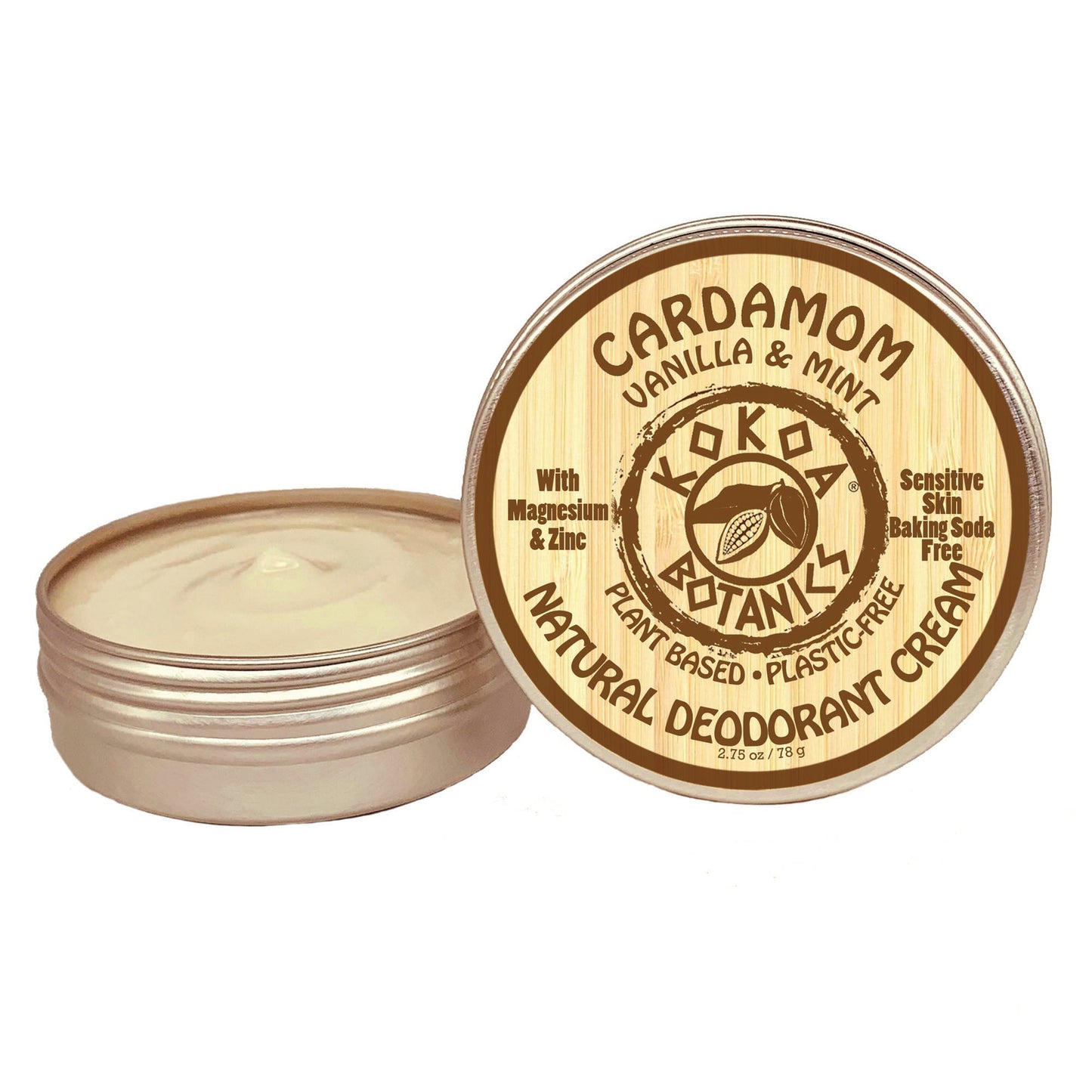 Natural Deodorant Cream - Cardamom Vanilla and Mint - Sensitive Skin - Baking Soda Free - 2.5 oz