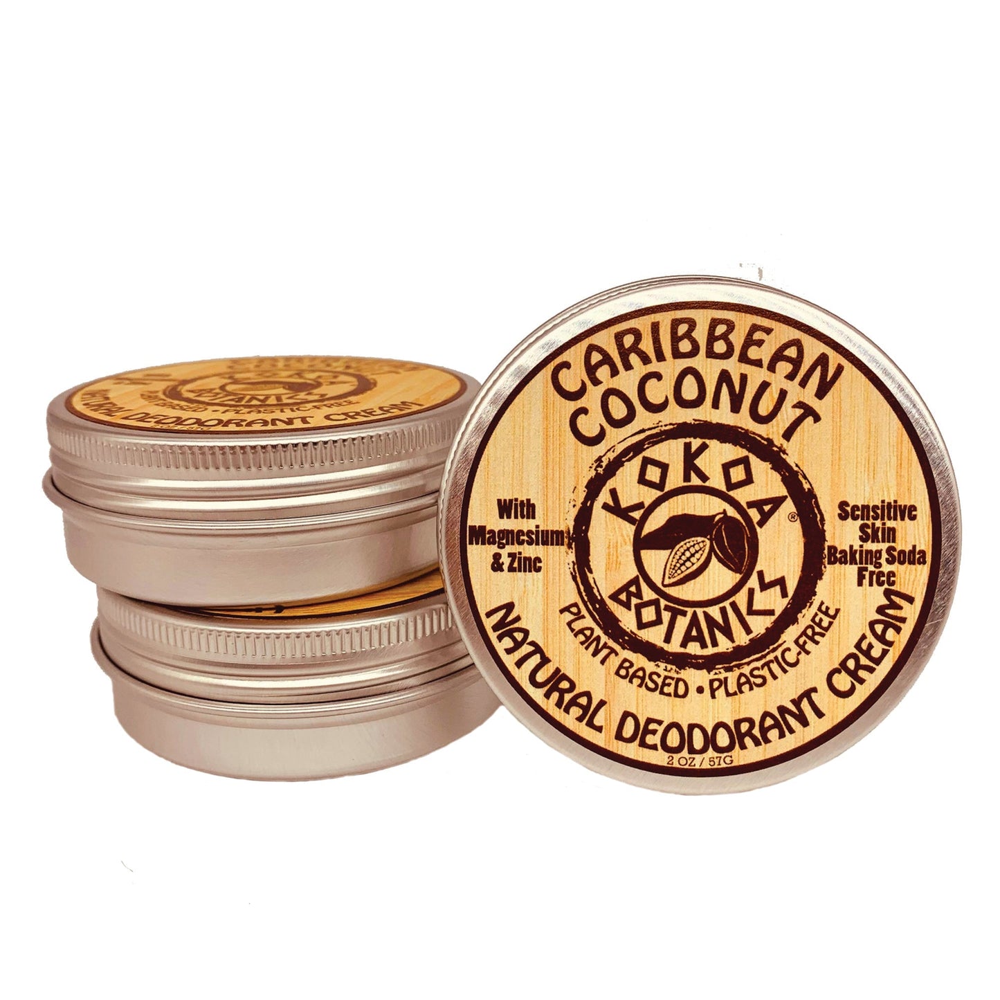 CARIBBEAN COCONUT - Natural Deodorant Cream - Sensitive Skin - Baking Soda Free - 2.5 oz