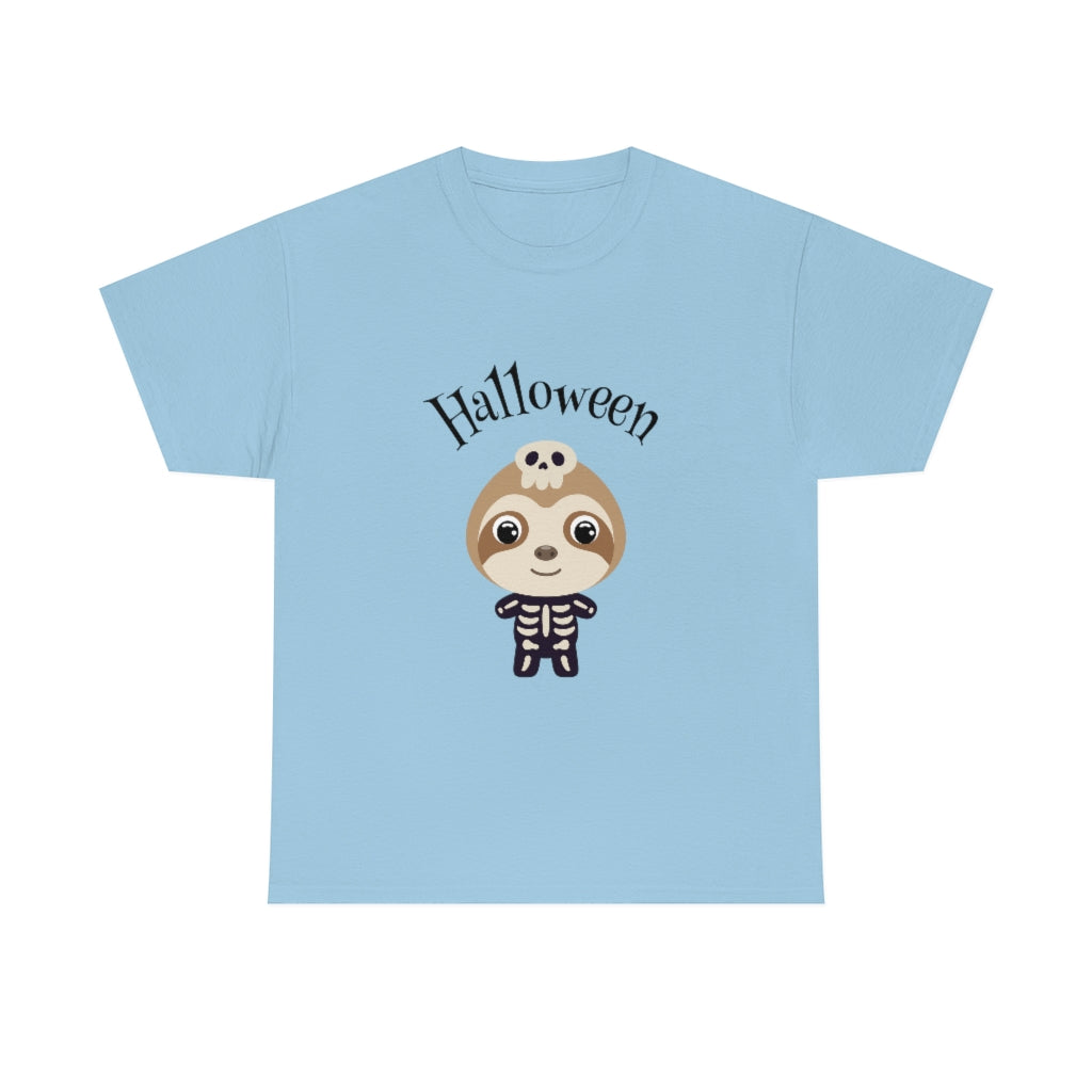 Happy Halloween Skeleton Sloth Heavy Cotton Tee - The Good Life Vibe