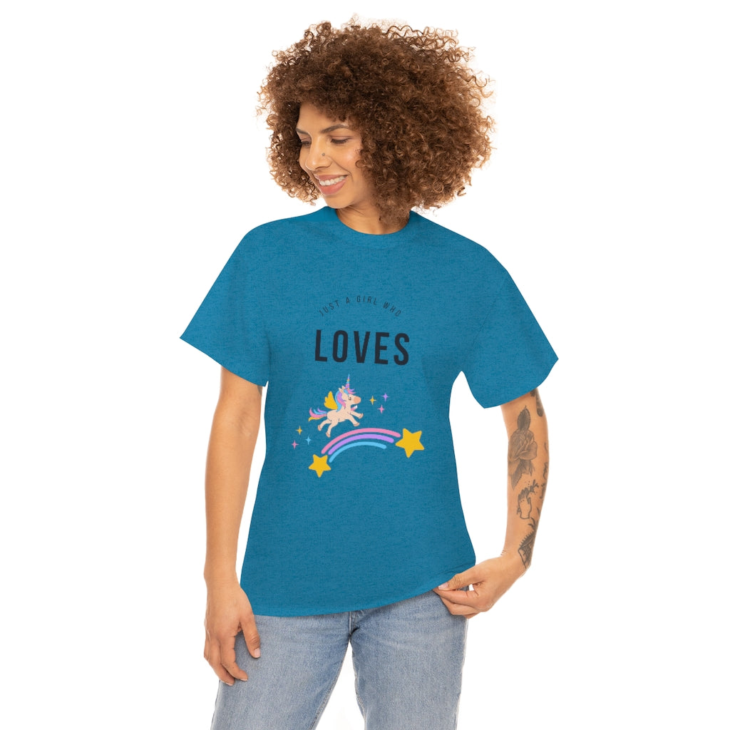 Just A Girl Who Loves Unicorns Tee Cute Unicorn Shirt Animal Tee Unicorn Tshirt Unicorn Tee Girl Tshirts Unicorn Tshirt - The Good Life Vibe