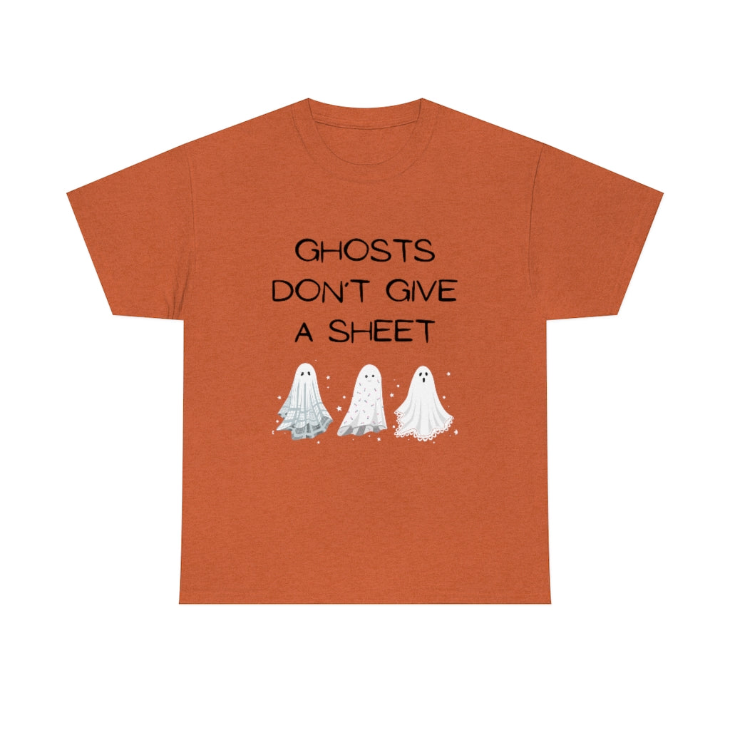 Ghosts Don't Give A Sheet Funny Halloween Gifts Preppy Fall Trendy T-Shirts Heavy Cotton Tee - The Good Life Vibe