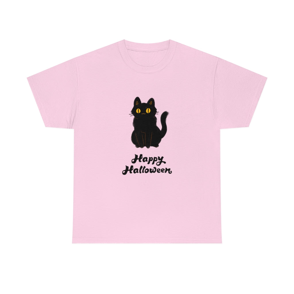 Happy Halloween Black Cat Heavy Cotton Tee - The Good Life Vibe