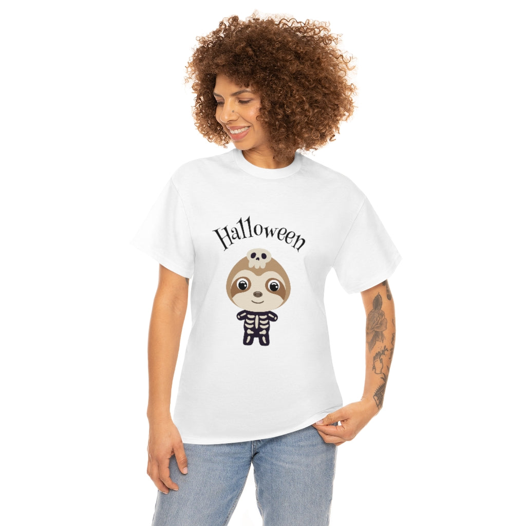 Happy Halloween Skeleton Sloth Heavy Cotton Tee - The Good Life Vibe