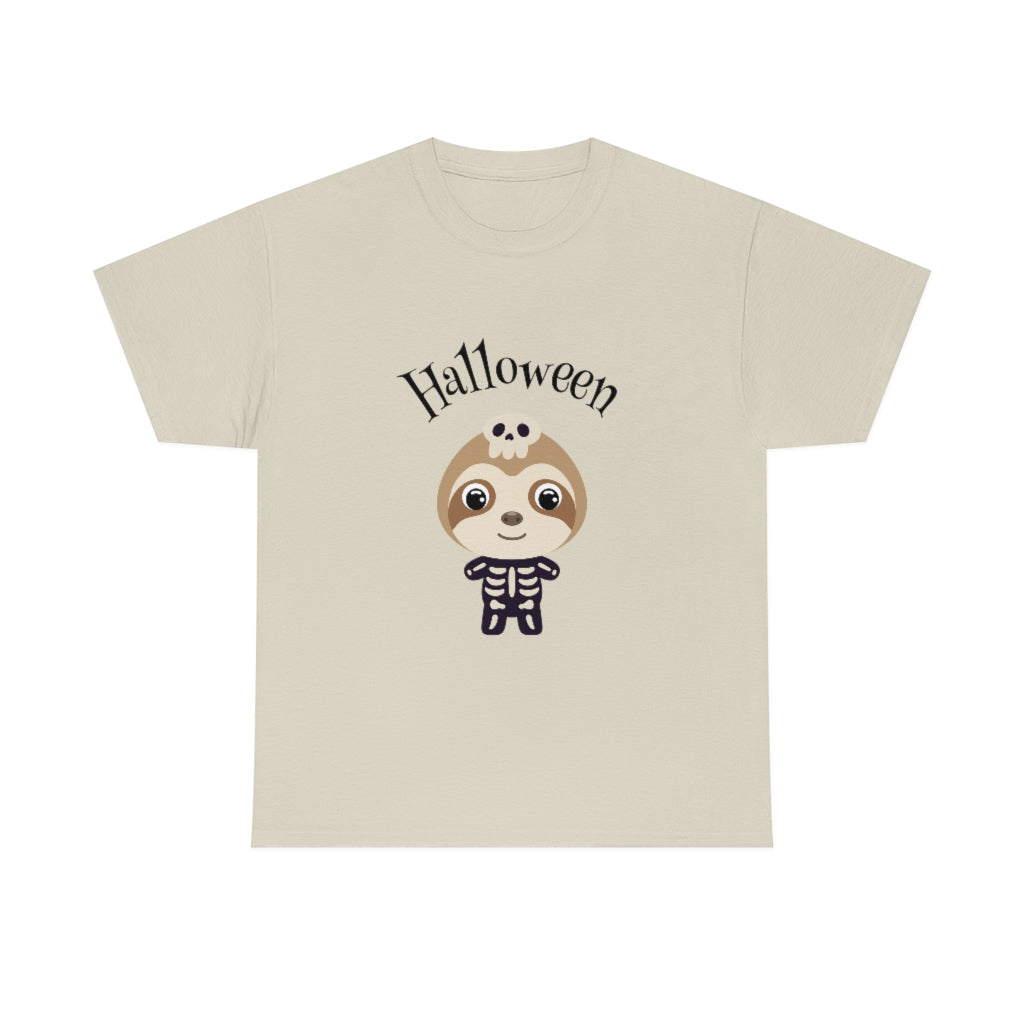 Happy Halloween Skeleton Sloth Heavy Cotton Tee - The Good Life Vibe