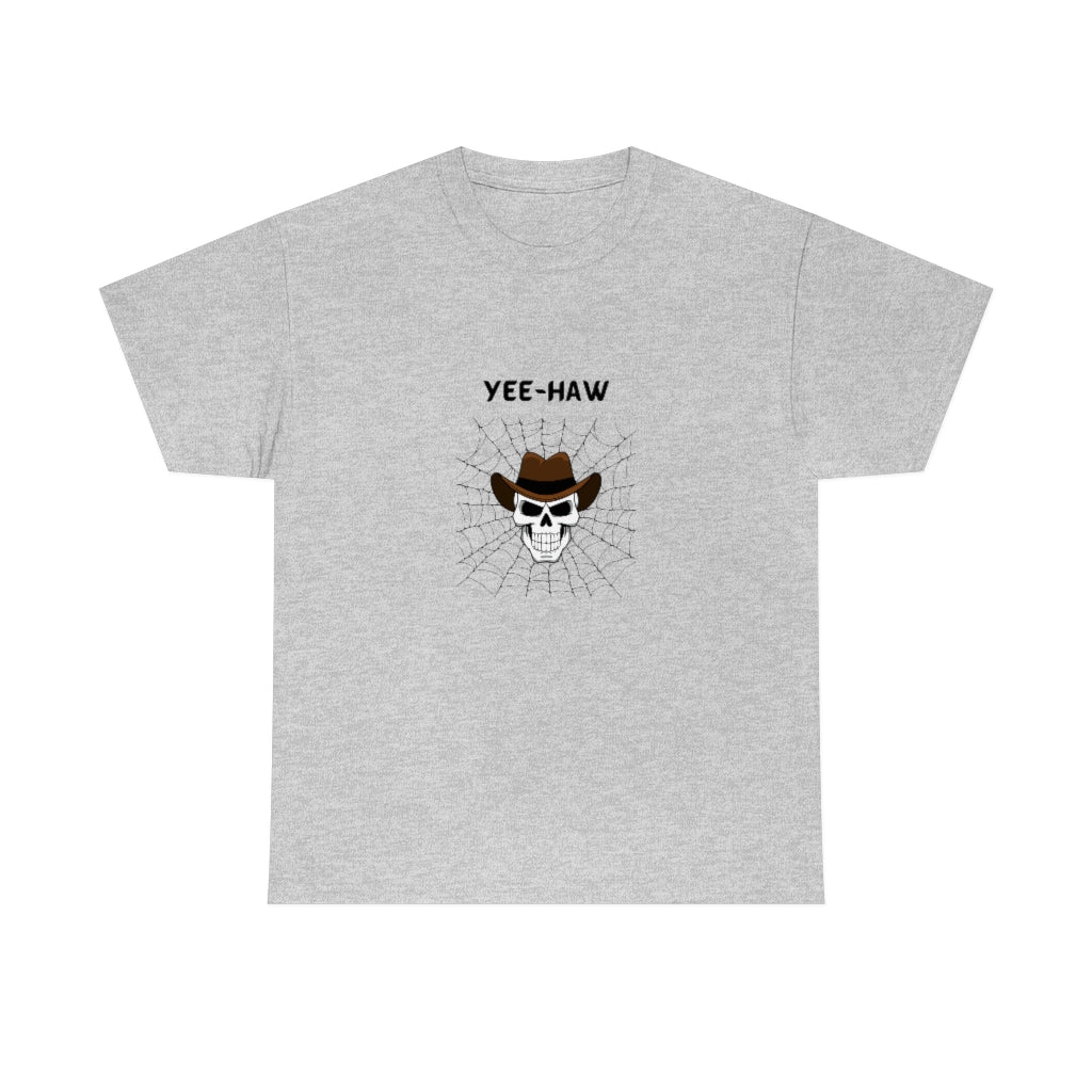 Yee-Haw Cowboy Skull Tee Halloween Cowboy T-shirt Cowboy Skull Graphic Tee Cowboy Spider Web Shirt - The Good Life Vibe
