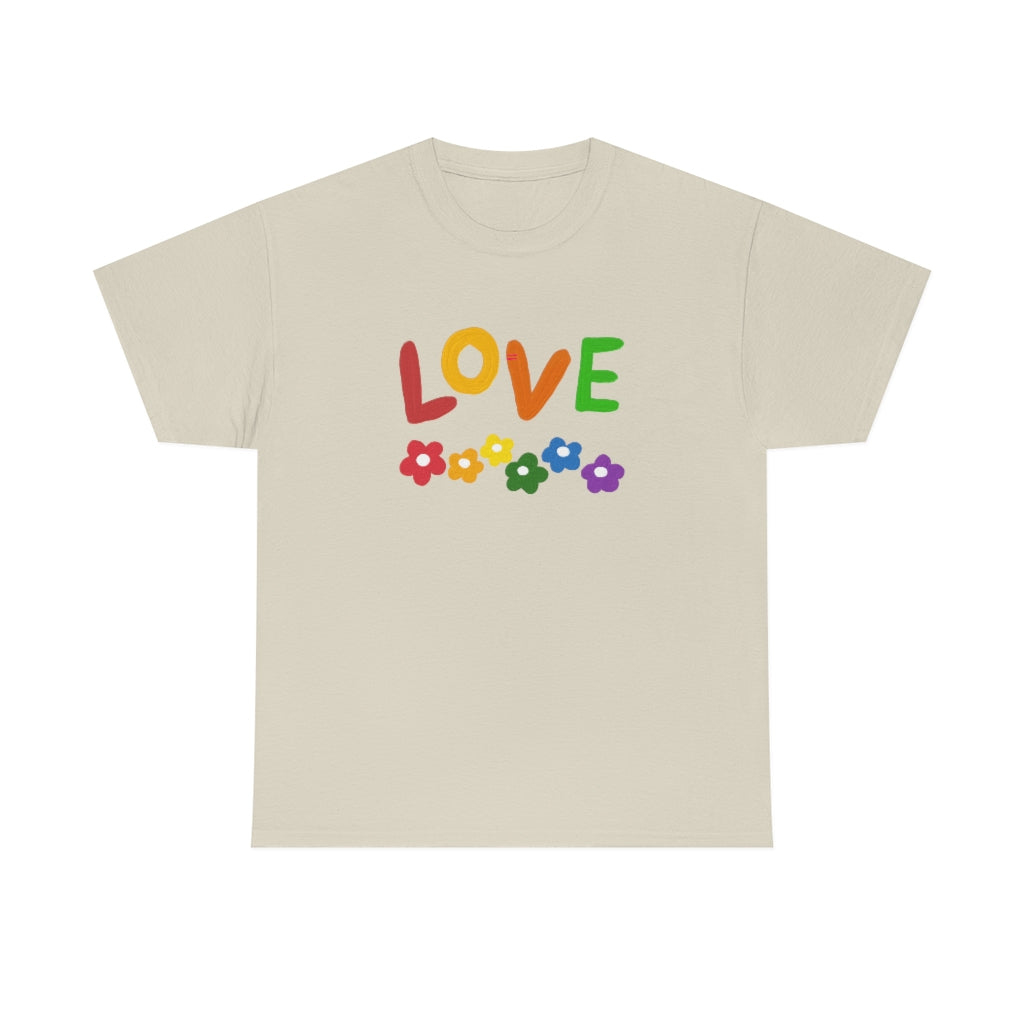 LOVE Rainbow Flowers Tee Cute Love One Another Shirt Comfy Colorful Word Shirt Love T-shirt Pride Tee LGBT Shirt - The Good Life Vibe