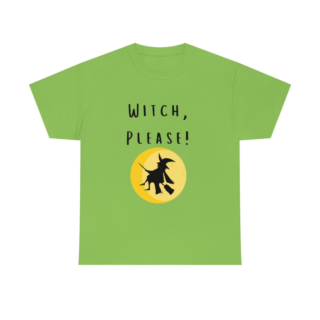 Witch, Please Riding On Broom With Moon Trendy Halloween Spooky Preppy T-Shirt Gift Heavy Cotton Tee - The Good Life Vibe