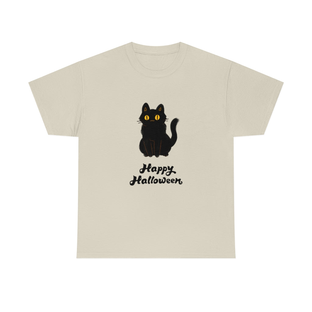 Happy Halloween Black Cat Heavy Cotton Tee - The Good Life Vibe