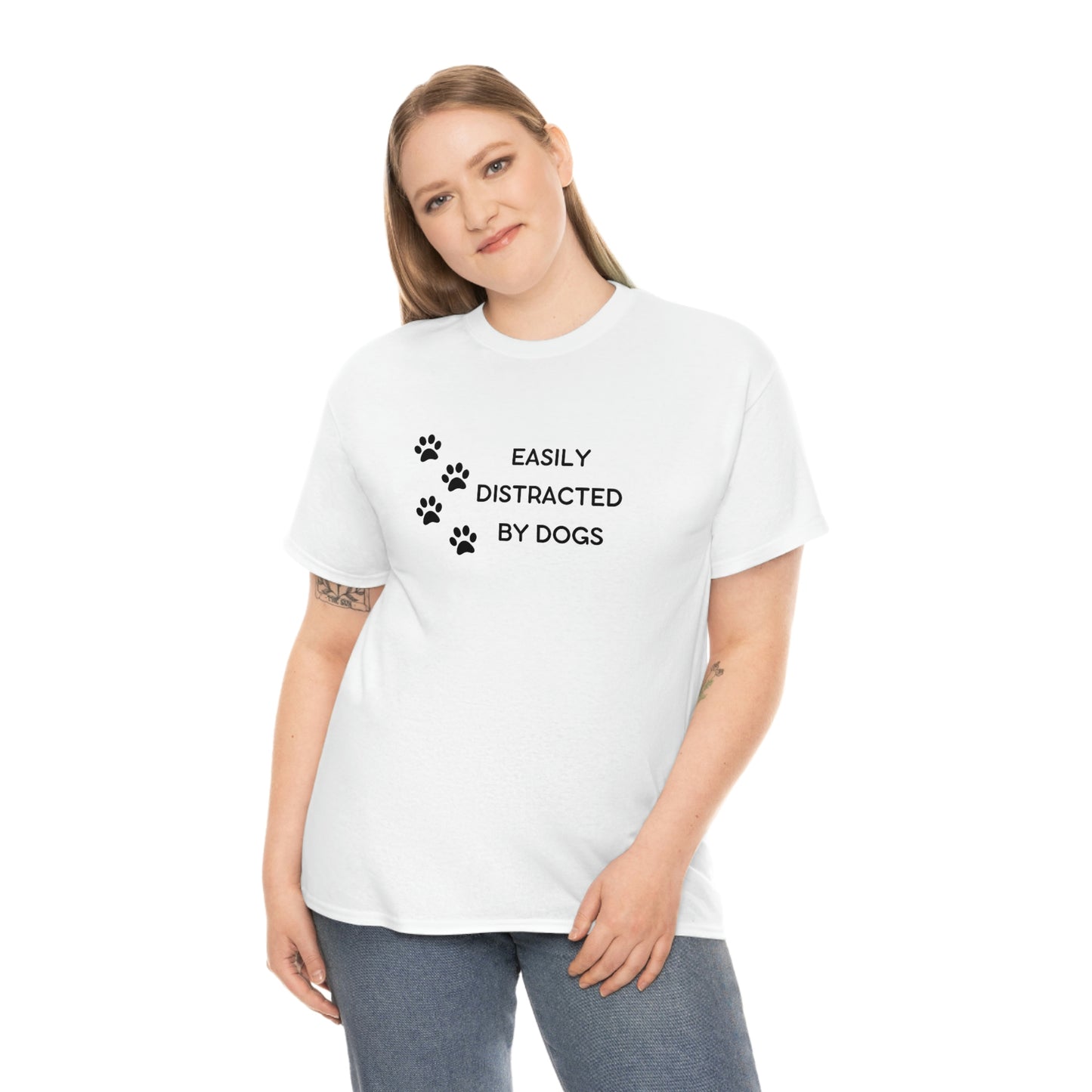Easily Distracted By Dogs Paw Print T-Shirt
