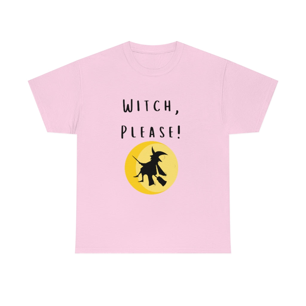 Witch, Please Riding On Broom With Moon Trendy Halloween Spooky Preppy T-Shirt Gift Heavy Cotton Tee - The Good Life Vibe