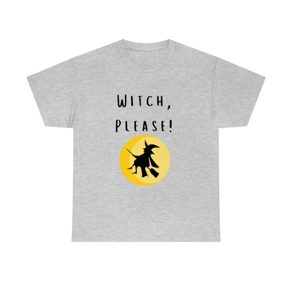 Witch, Please Riding On Broom With Moon Trendy Halloween Spooky Preppy T-Shirt Gift Heavy Cotton Tee - The Good Life Vibe
