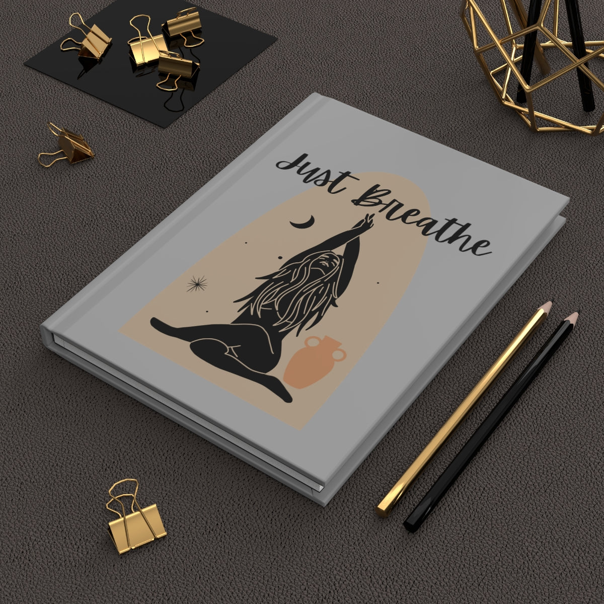 Just Breathe Notebook, Yoga Journal, Exercise Journal, Hard Cover Notebook, Dotted Paper Journal, Yoga, Lined Notebook, Lined Journal - The Good Life Vibe