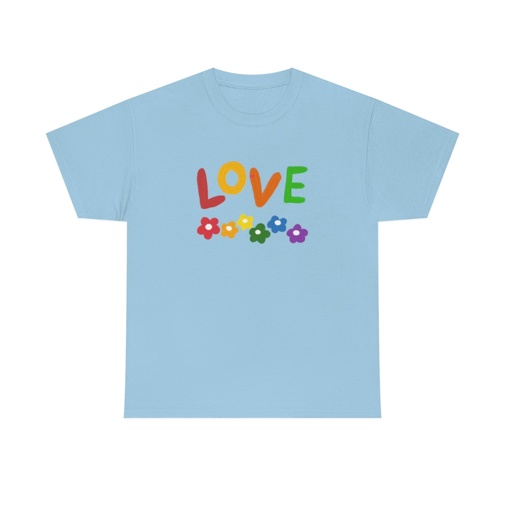 LOVE Rainbow Flowers Tee Cute Love One Another Shirt Comfy Colorful Word Shirt Love T-shirt Pride Tee LGBT Shirt - The Good Life Vibe