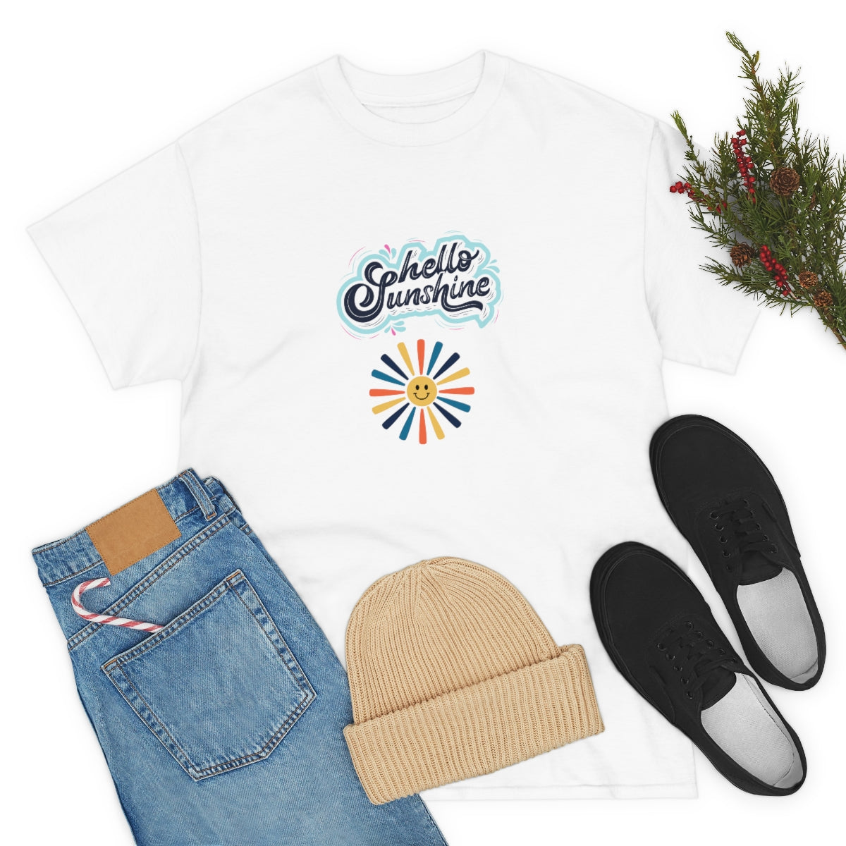 Hello Sunshine Tee, Retro Sunshine Tee, Vintage Graphic T-Shirt, Retro Sun Tshirt, Summer Shirt, Boho Shirt, Sunshine, Camping Shirt - The Good Life Vibe
