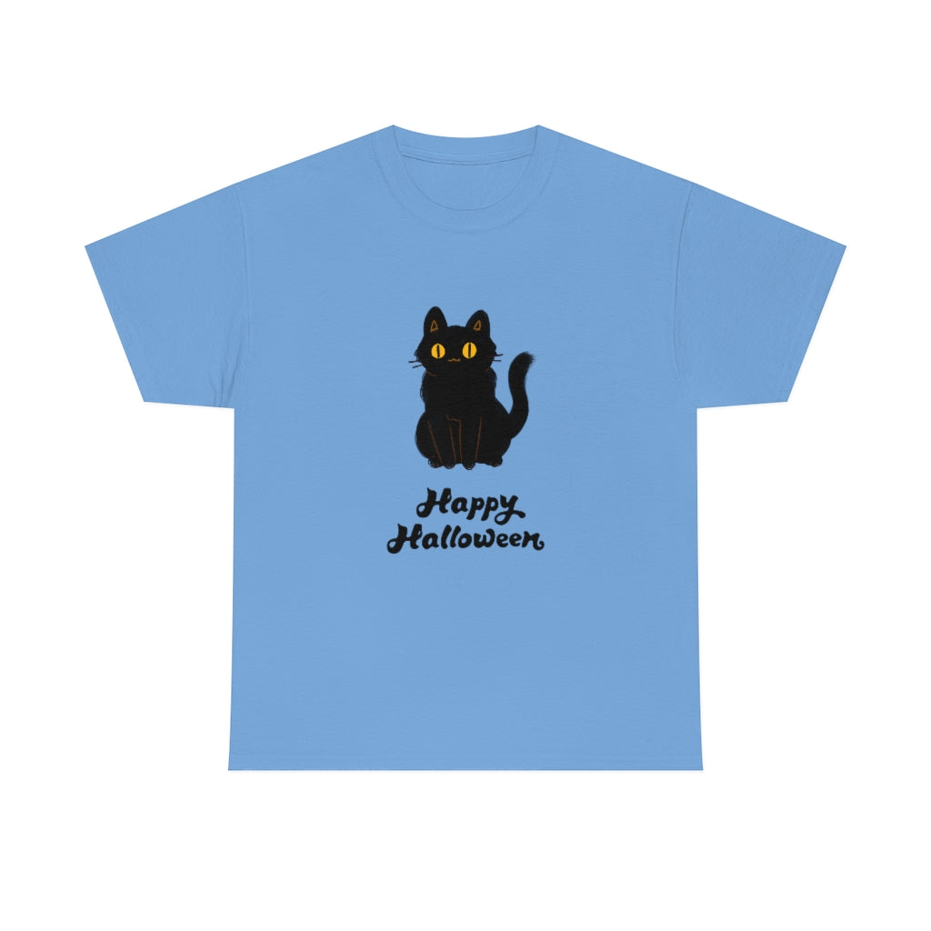 Happy Halloween Black Cat Heavy Cotton Tee - The Good Life Vibe