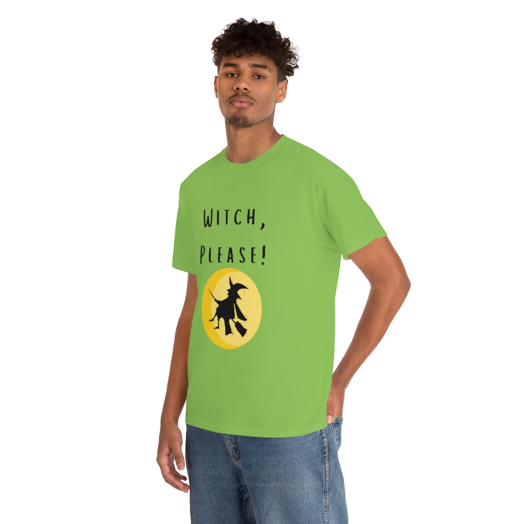 Witch, Please Riding On Broom With Moon Trendy Halloween Spooky Preppy T-Shirt Gift Heavy Cotton Tee - The Good Life Vibe