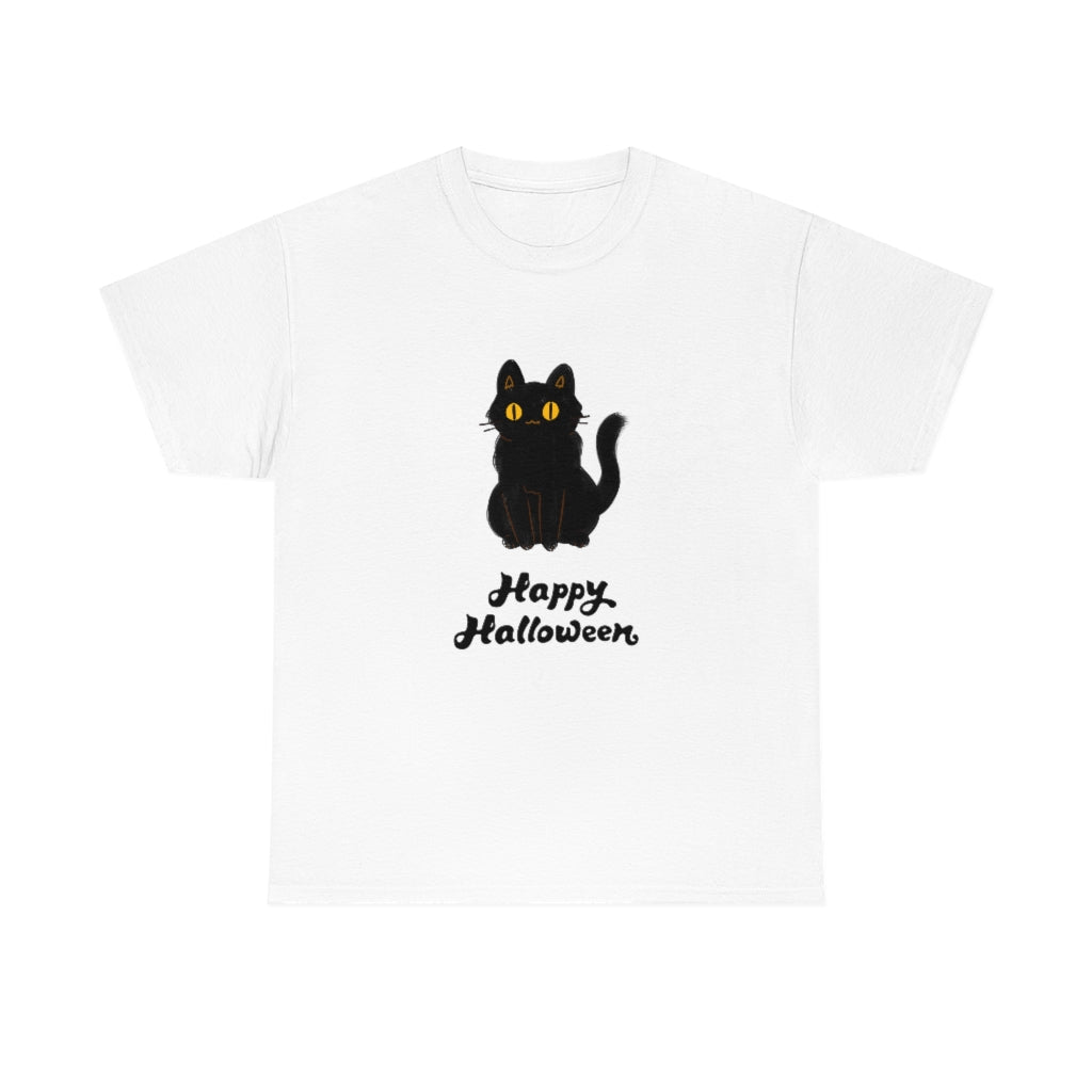 Happy Halloween Black Cat Heavy Cotton Tee - The Good Life Vibe