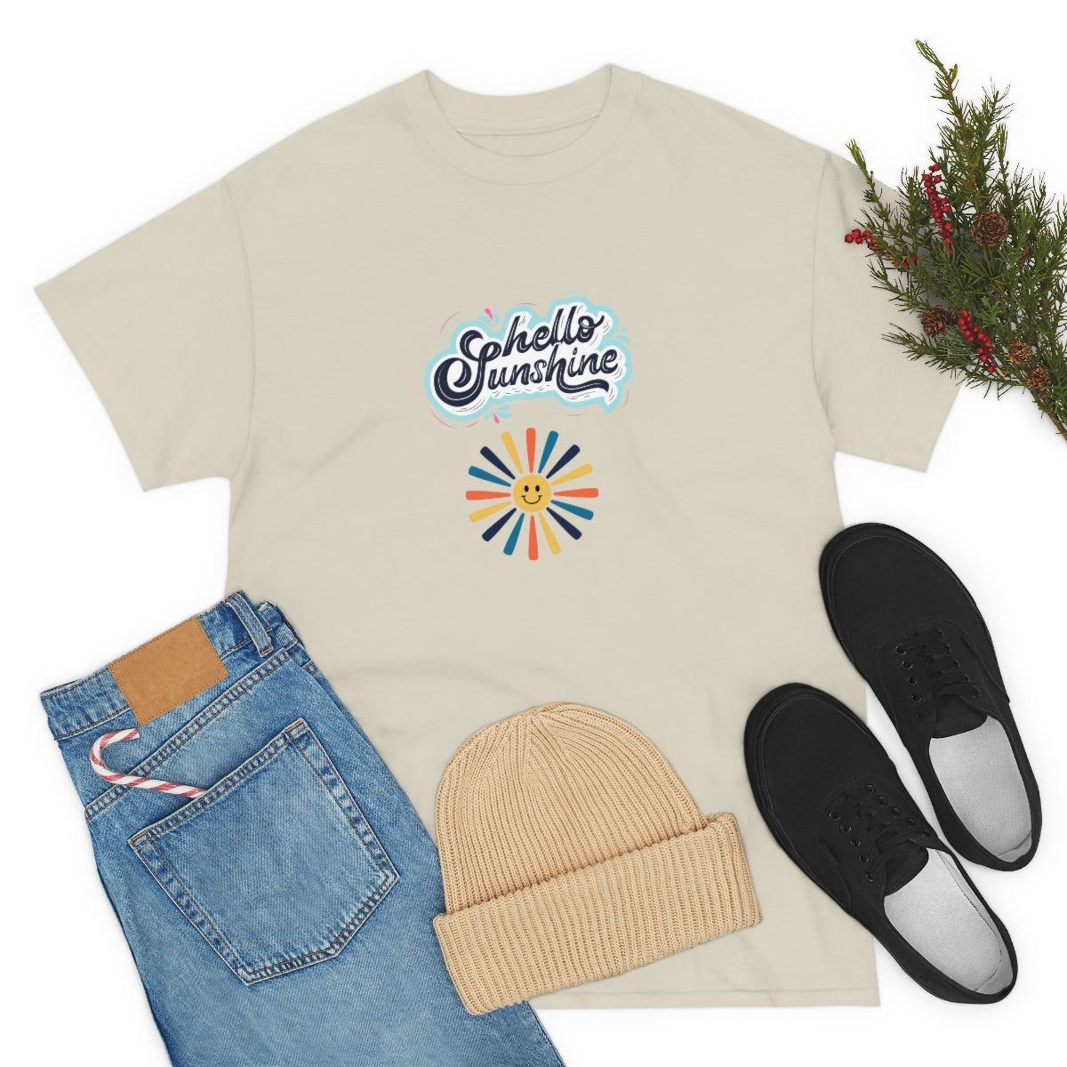 Hello Sunshine Tee, Retro Sunshine Tee, Vintage Graphic T-Shirt, Retro Sun Tshirt, Summer Shirt, Boho Shirt, Sunshine, Camping Shirt - The Good Life Vibe