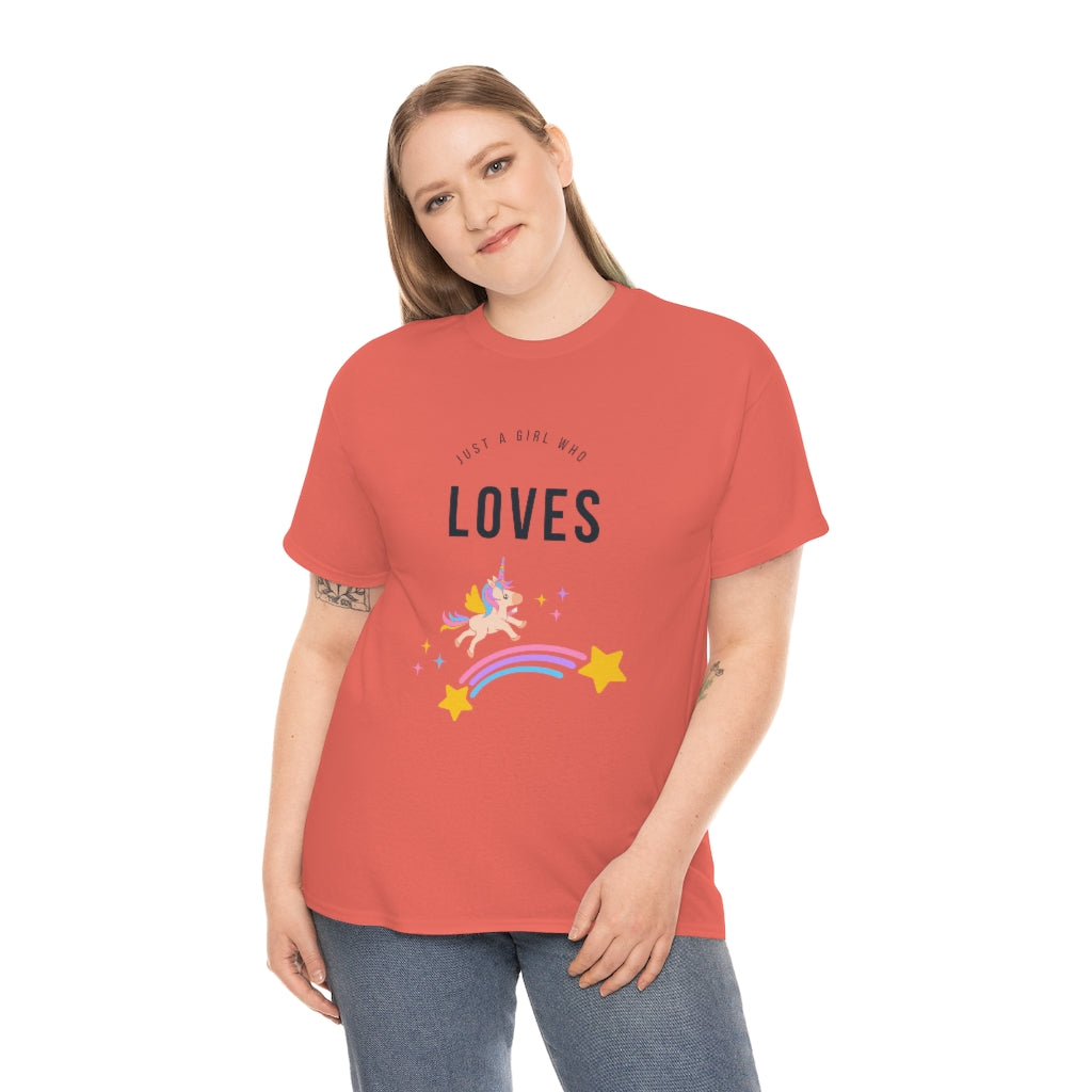 Just A Girl Who Loves Unicorns Tee Cute Unicorn Shirt Animal Tee Unicorn Tshirt Unicorn Tee Girl Tshirts Unicorn Tshirt - The Good Life Vibe