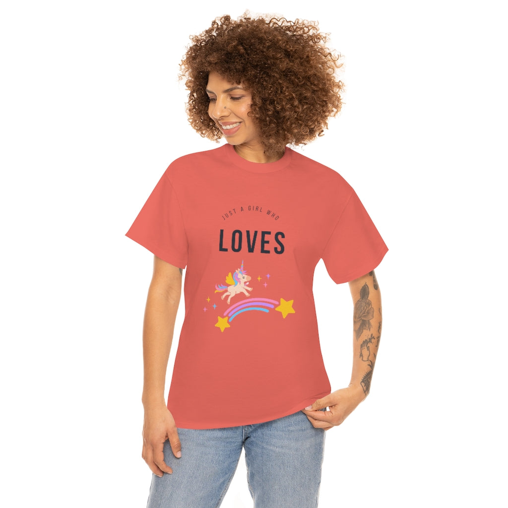 Just A Girl Who Loves Unicorns Tee Cute Unicorn Shirt Animal Tee Unicorn Tshirt Unicorn Tee Girl Tshirts Unicorn Tshirt - The Good Life Vibe