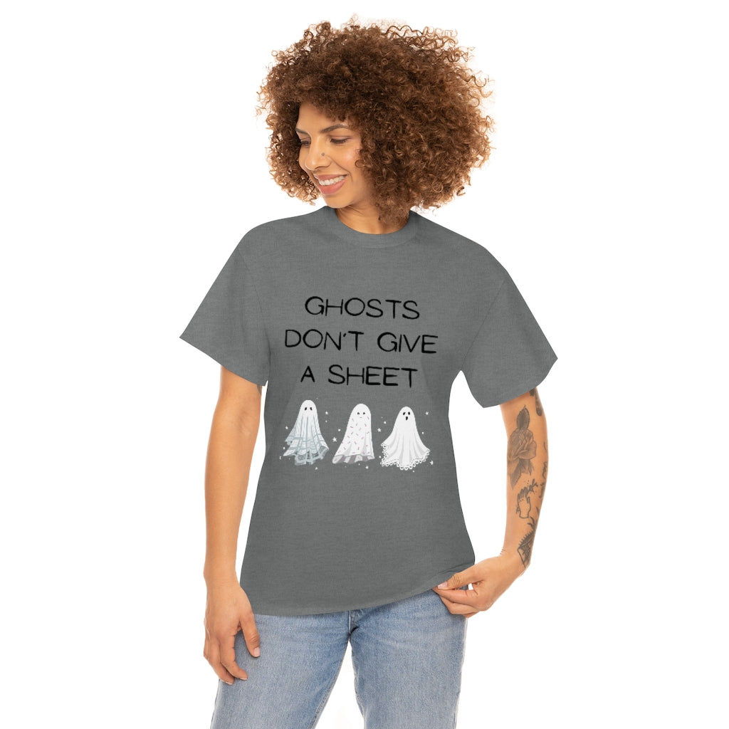 Ghosts Don't Give A Sheet Funny Halloween Gifts Preppy Fall Trendy T-Shirts Heavy Cotton Tee - The Good Life Vibe