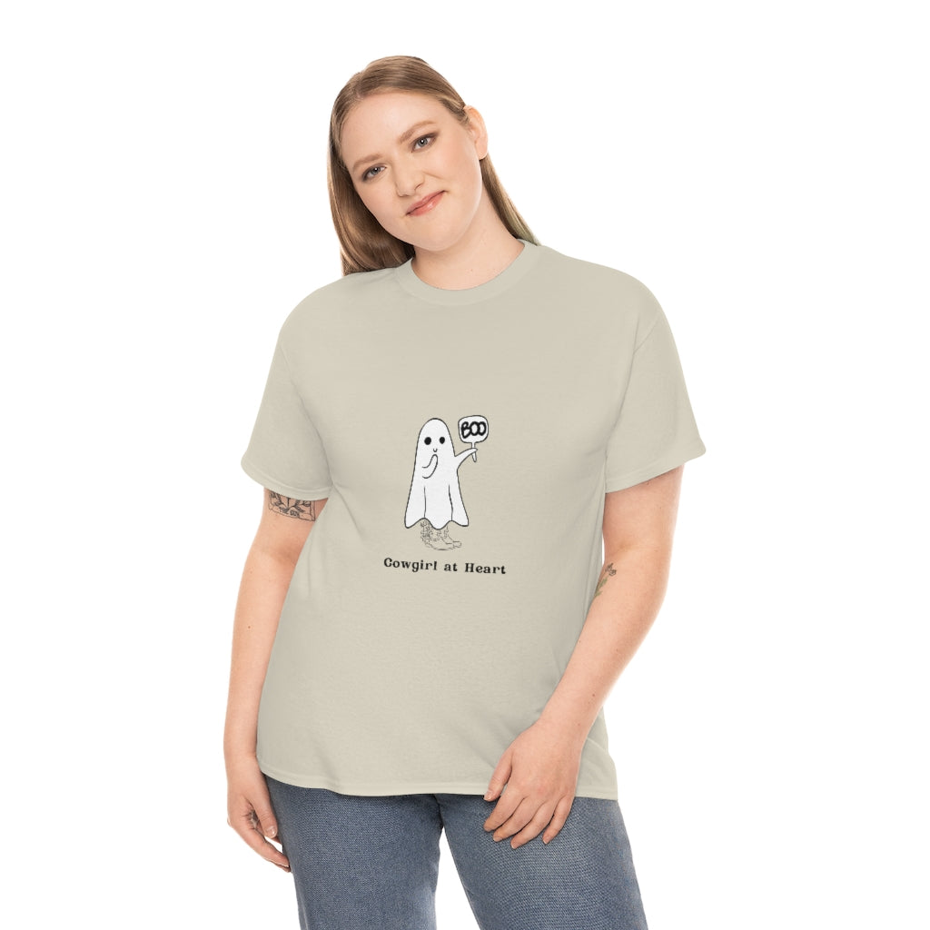 Cowgirl at HeartTee Ghost T-Shirt Cowgirl Boots Shirt Halloween Shirt Funny Cute Tee Graphic Spooky Shirt - The Good Life Vibe