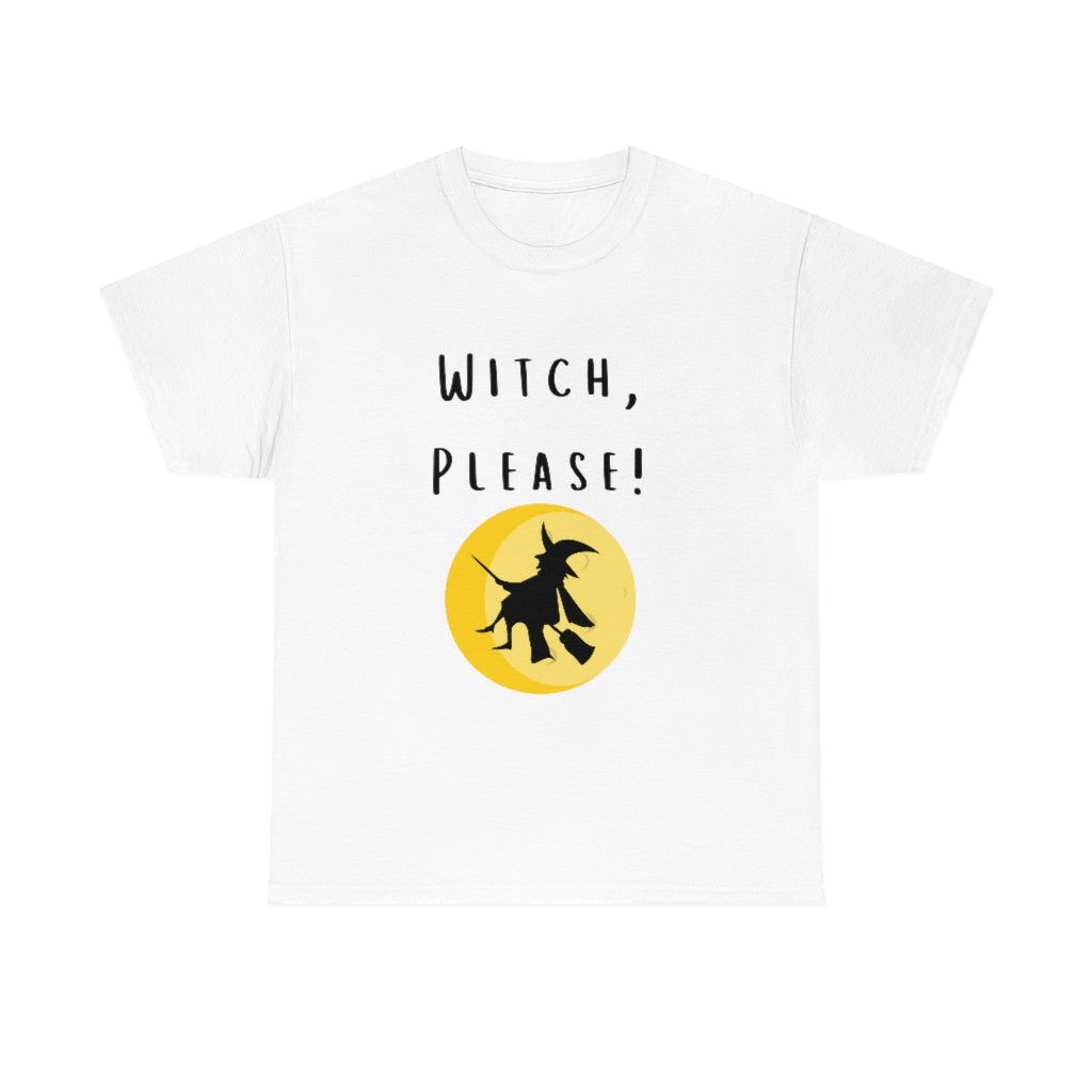 Witch, Please Riding On Broom With Moon Trendy Halloween Spooky Preppy T-Shirt Gift Heavy Cotton Tee - The Good Life Vibe