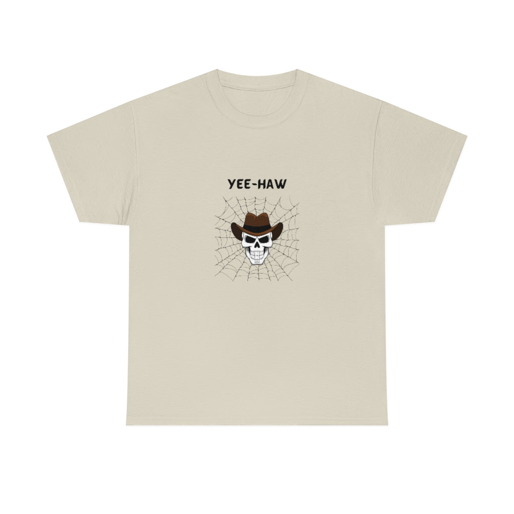 Yee-Haw Cowboy Skull Tee Halloween Cowboy T-shirt Cowboy Skull Graphic Tee Cowboy Spider Web Shirt - The Good Life Vibe