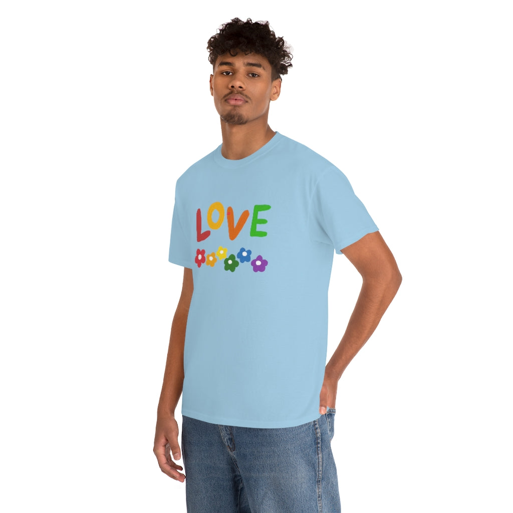 LOVE Rainbow Flowers Tee Cute Love One Another Shirt Comfy Colorful Word Shirt Love T-shirt Pride Tee LGBT Shirt - The Good Life Vibe