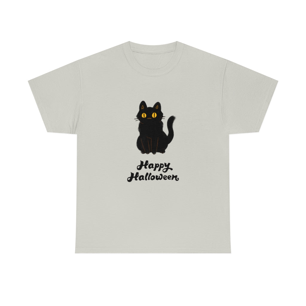 Happy Halloween Black Cat Heavy Cotton Tee - The Good Life Vibe