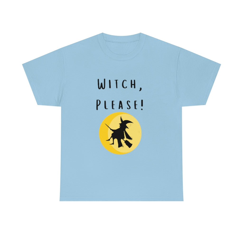 Witch, Please Riding On Broom With Moon Trendy Halloween Spooky Preppy T-Shirt Gift Heavy Cotton Tee - The Good Life Vibe