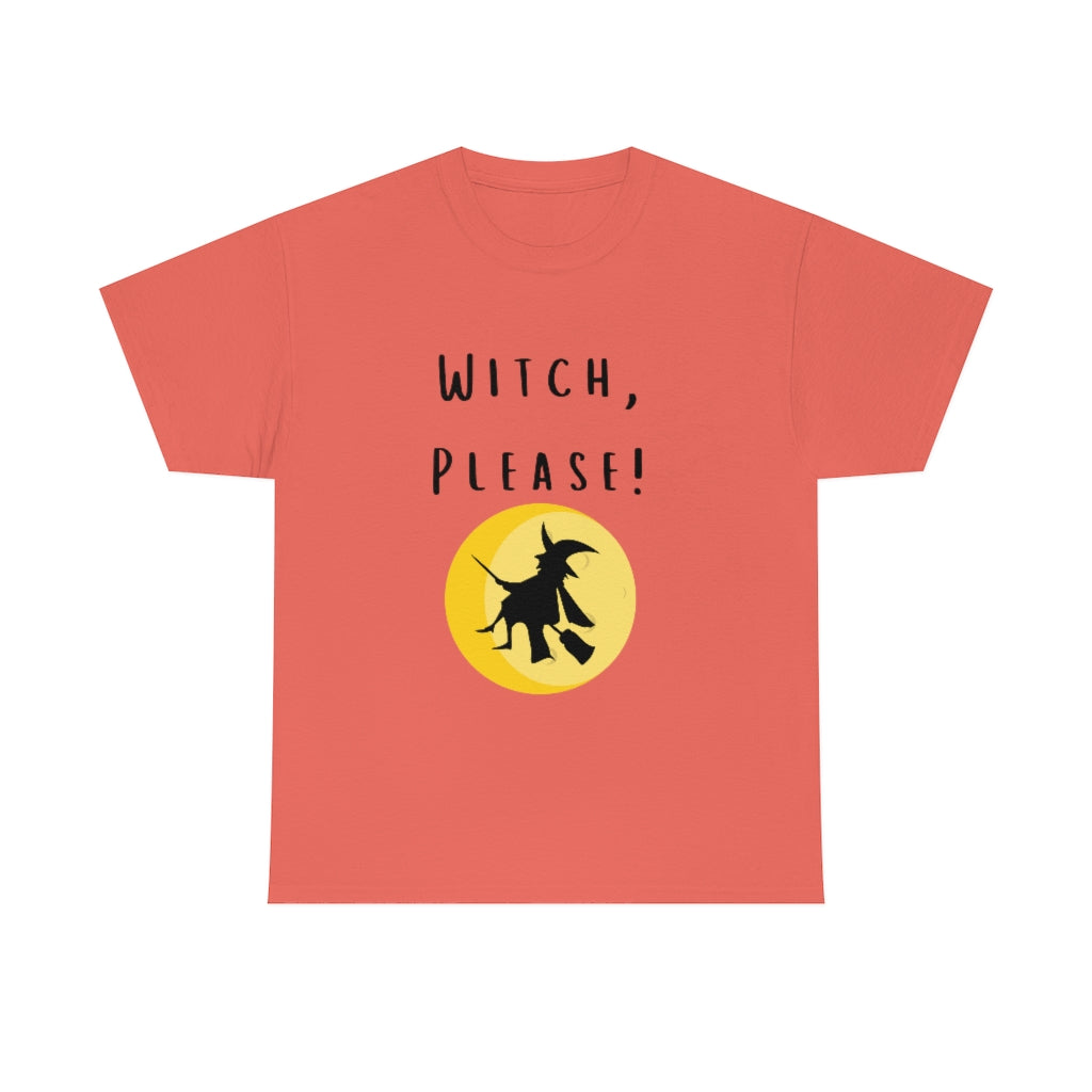 Witch, Please Riding On Broom With Moon Trendy Halloween Spooky Preppy T-Shirt Gift Heavy Cotton Tee - The Good Life Vibe