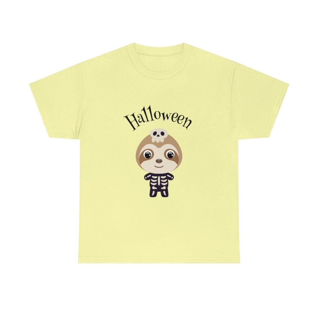 Happy Halloween Skeleton Sloth Heavy Cotton Tee - The Good Life Vibe