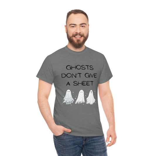 Ghosts Don't Give A Sheet Funny Halloween Gifts Preppy Fall Trendy T-Shirts Heavy Cotton Tee - The Good Life Vibe