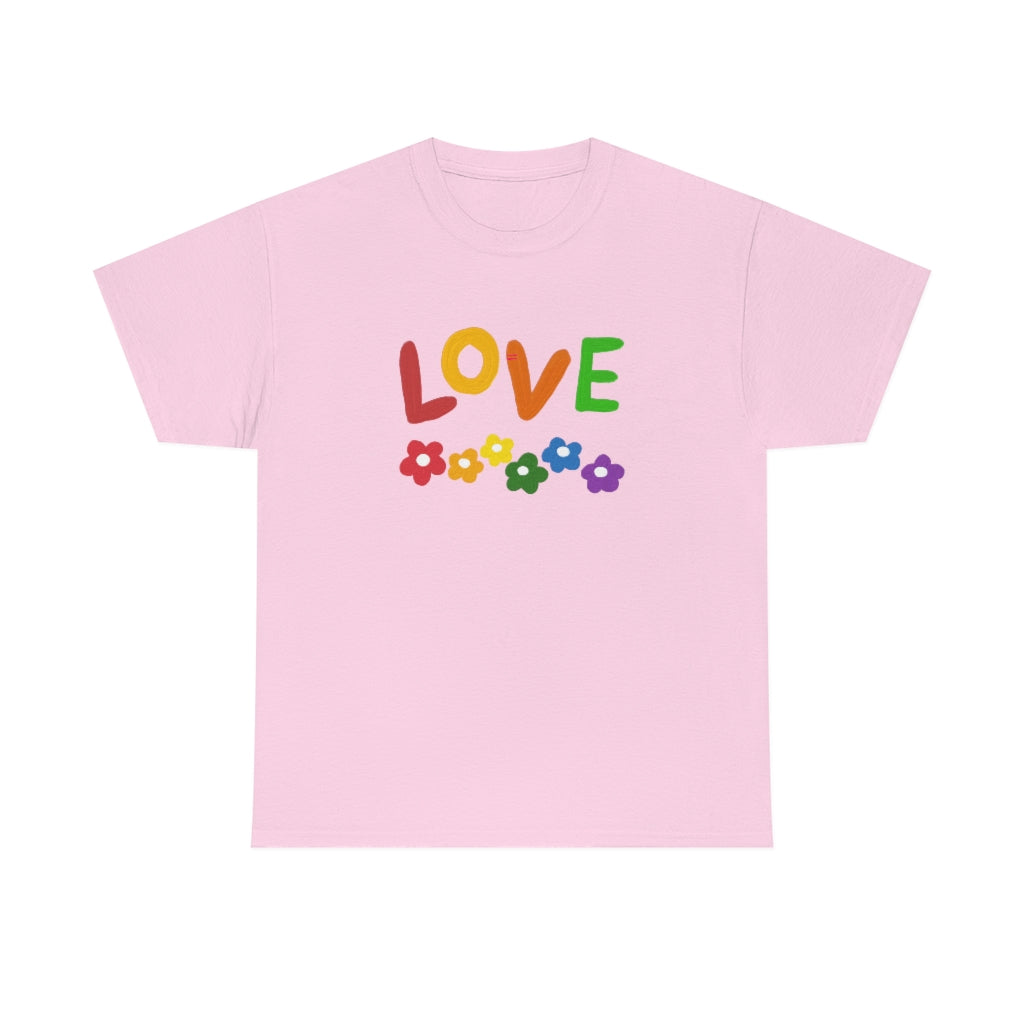 LOVE Rainbow Flowers Tee Cute Love One Another Shirt Comfy Colorful Word Shirt Love T-shirt Pride Tee LGBT Shirt - The Good Life Vibe