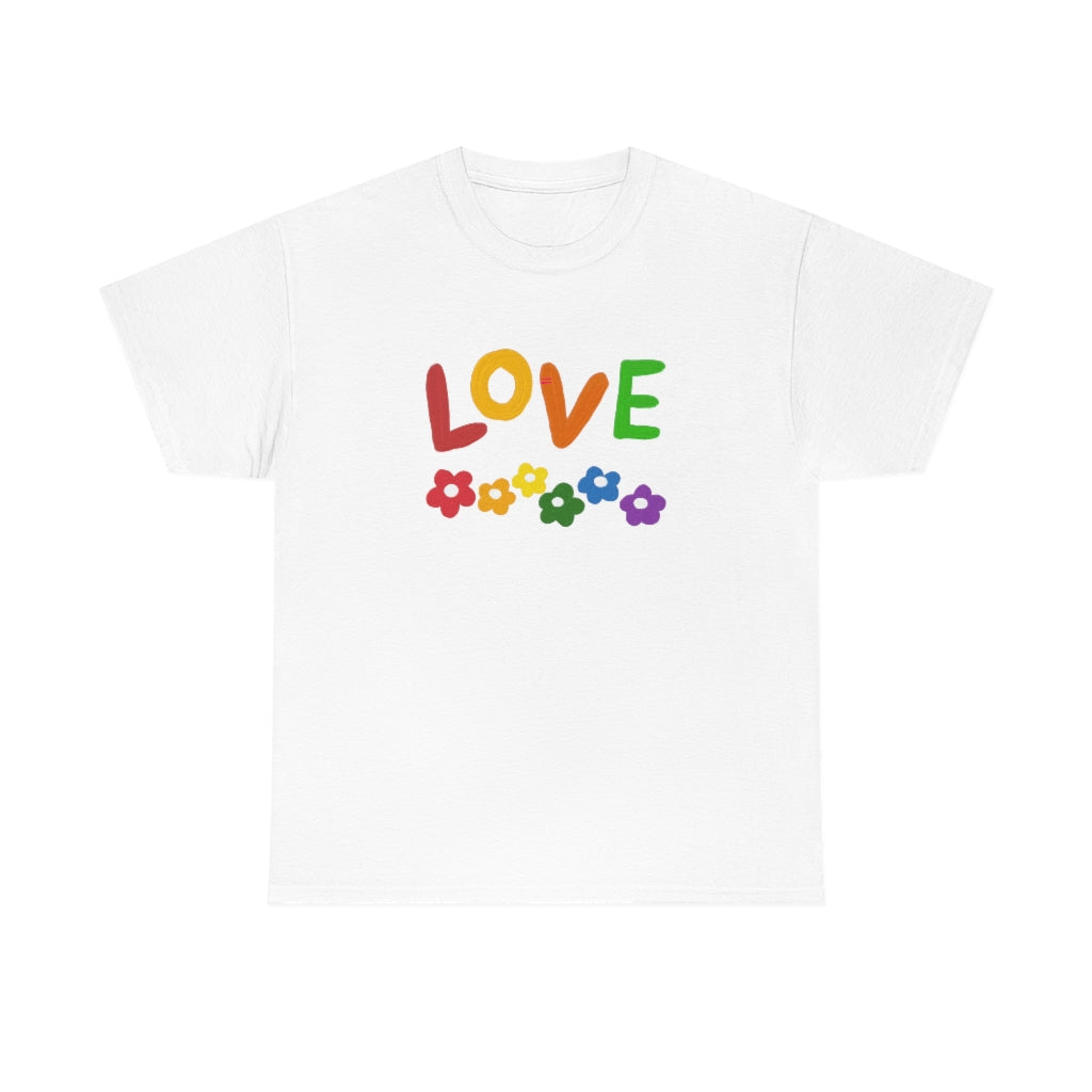 LOVE Rainbow Flowers Tee Cute Love One Another Shirt Comfy Colorful Word Shirt Love T-shirt Pride Tee LGBT Shirt - The Good Life Vibe