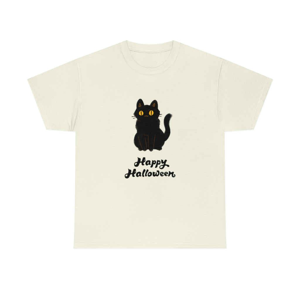 Happy Halloween Black Cat Heavy Cotton Tee - The Good Life Vibe