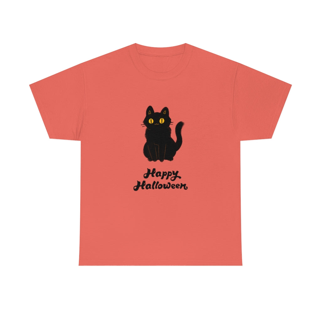 Happy Halloween Black Cat Heavy Cotton Tee - The Good Life Vibe