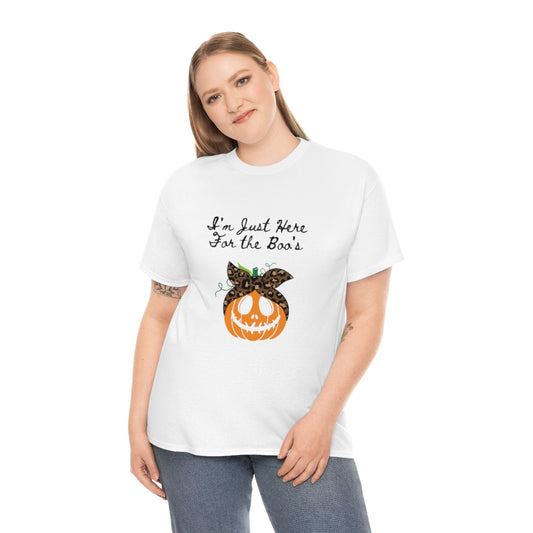 I'm Just Here For the Boo's Pumpkin Heavy Cotton Tee - The Good Life Vibe