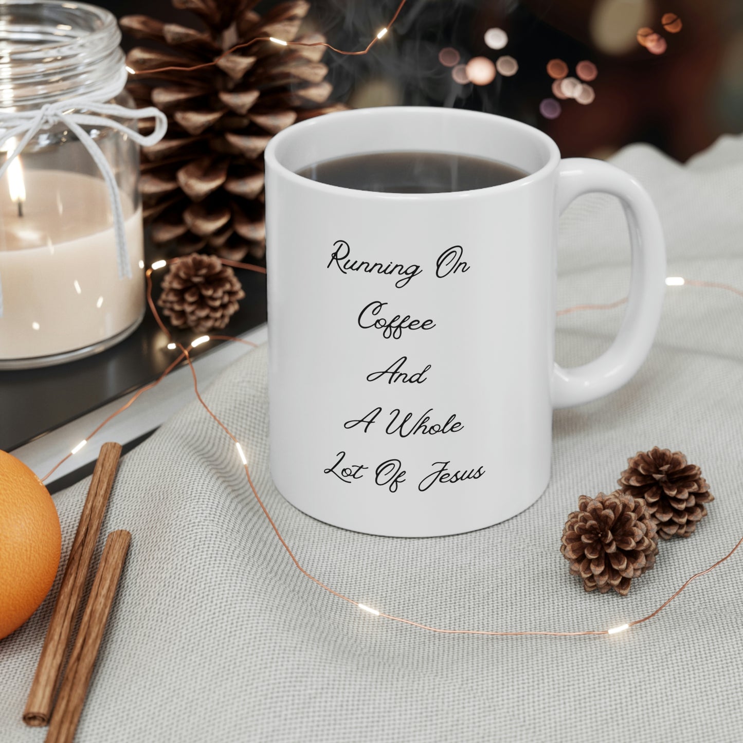Running On Coffee And A Whole Lot Of Jesus Coffee Cup Mug