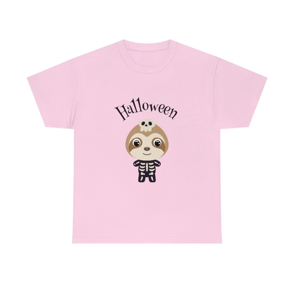 Happy Halloween Skeleton Sloth Heavy Cotton Tee - The Good Life Vibe