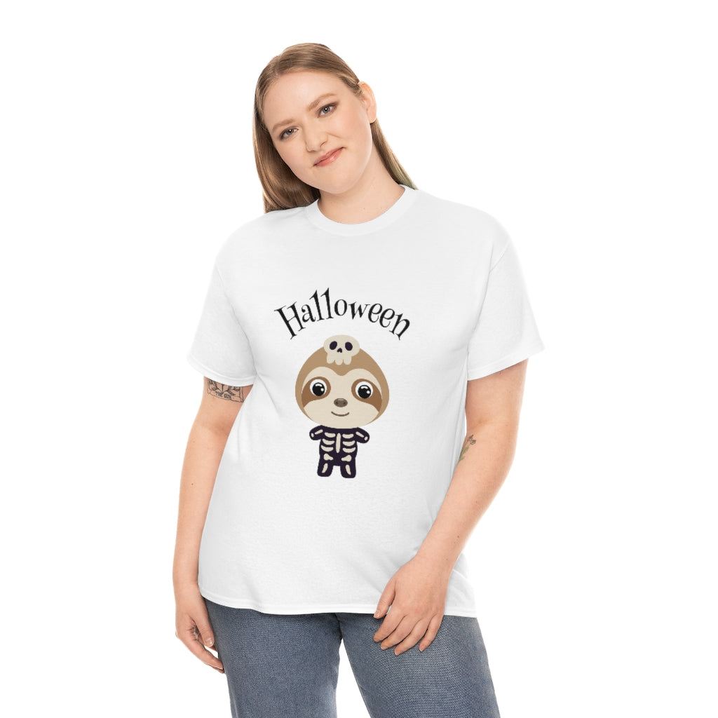 Happy Halloween Skeleton Sloth Heavy Cotton Tee - The Good Life Vibe